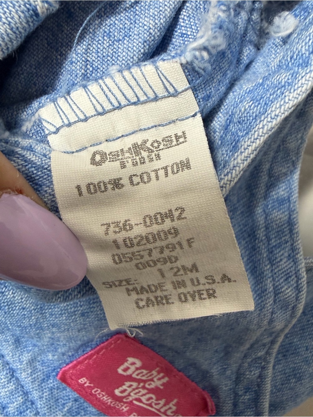 Vintage Oshkosh Blue Denim Bubble Romper - size 12 months - Picture 3 of 3